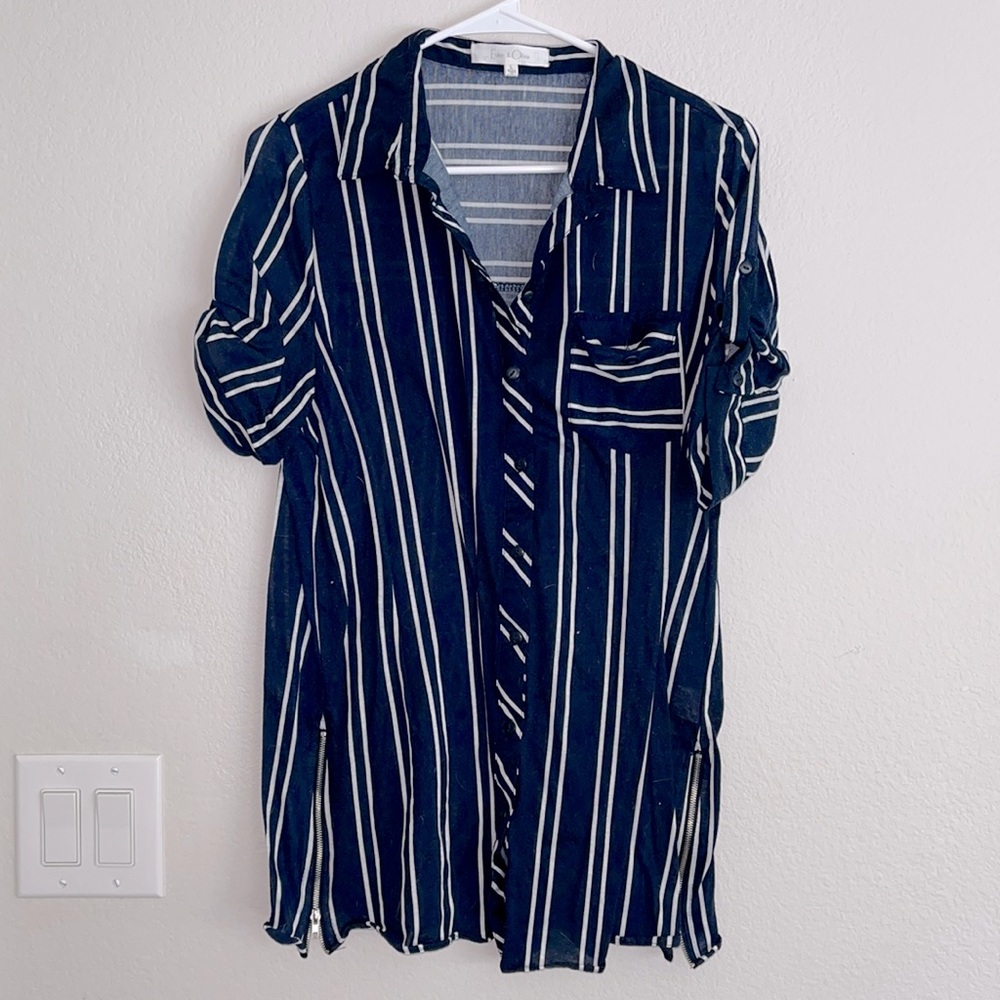 Eden & Olivia striped short sleeved button up